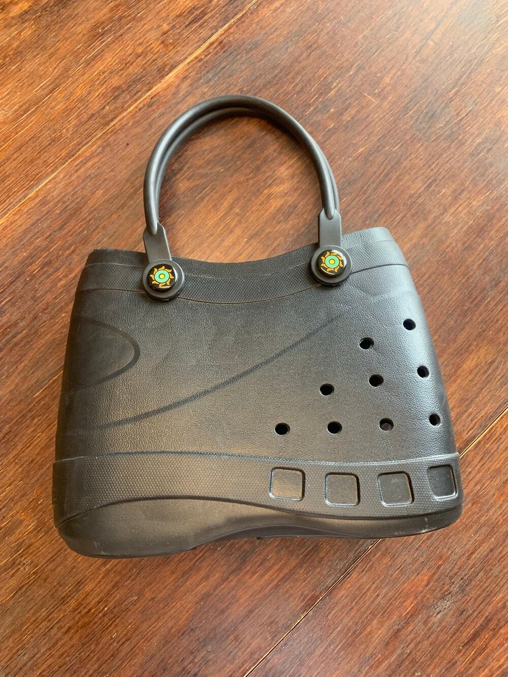 Optari Sol Tote Black Waterproof rubber EVA Beach Purse